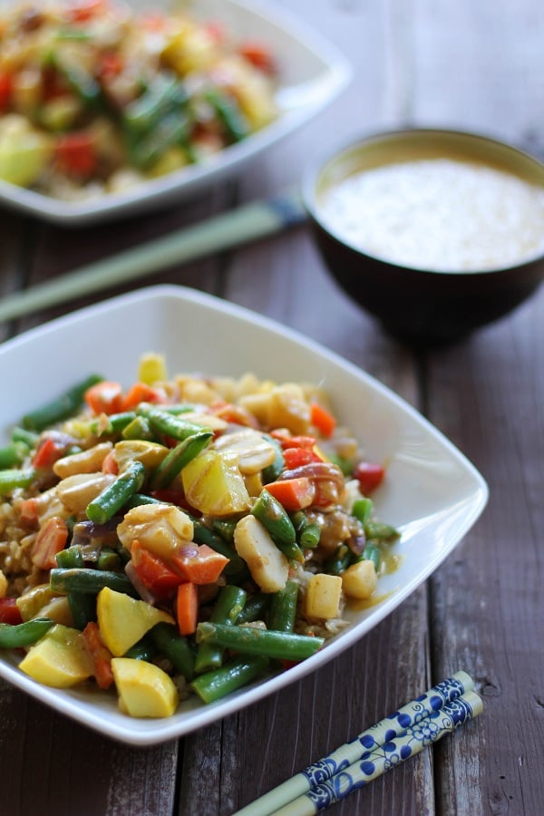 6 Vegetable Stir Fry With Peanut Sauce The Roasted Root