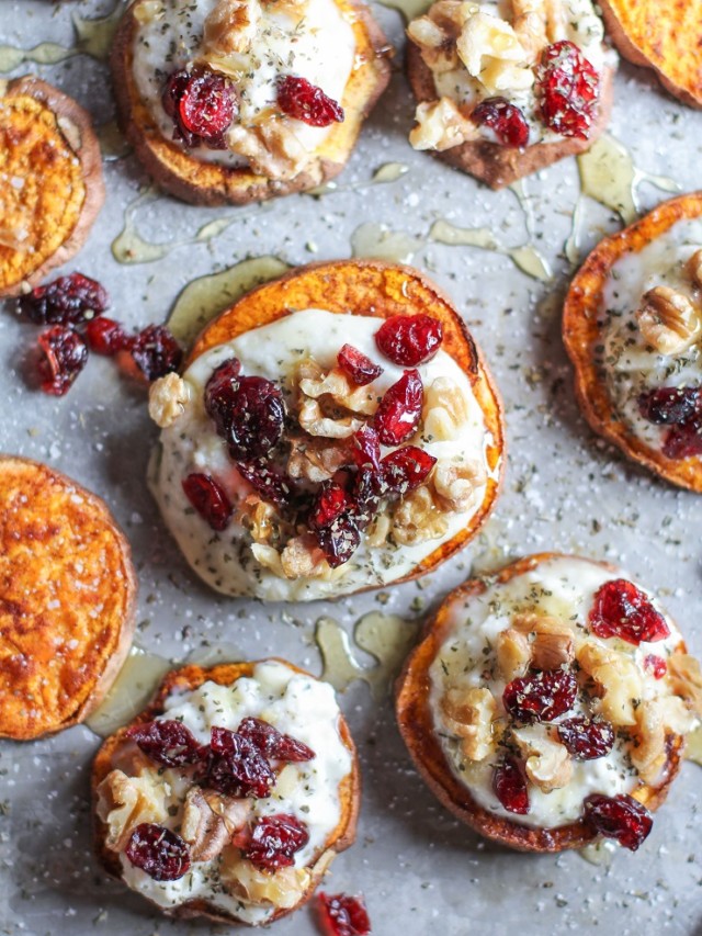 SWEET POTATO ROUNDS WITH HERBED RICOTTA AND WALNUTS STORY The Roasted