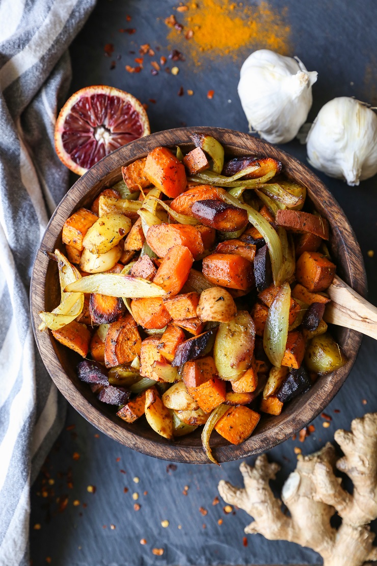 Orange Ginger Turmeric Roasted Root Vegetables - The Roasted Root