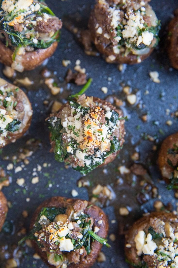 Ground Beef Feta Stuffed Mushrooms The Roasted Root