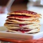 Peanut Butter and Jelly Pancakes - gluten-free pancakes made with brown rice flour #healthy #glutenfree #pbj #breakfast #recipe