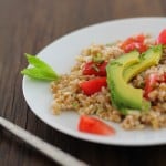 Heirloom Tomato and Avocado Farro Salad with Mint-Lime Dressing | https://www.theroastedroot.net