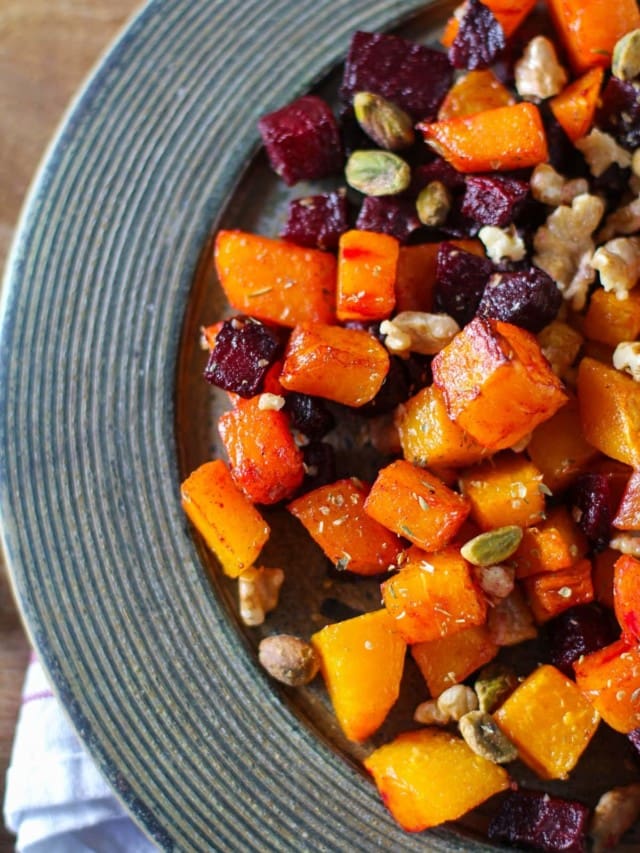 MAPLE ROASTED BUTTERNUT SQUASH AND BEETS STORY - The Roasted Root