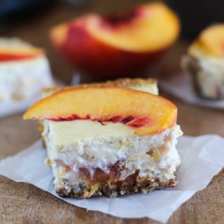 Peach Almond Yogurt Cheesecake Bars