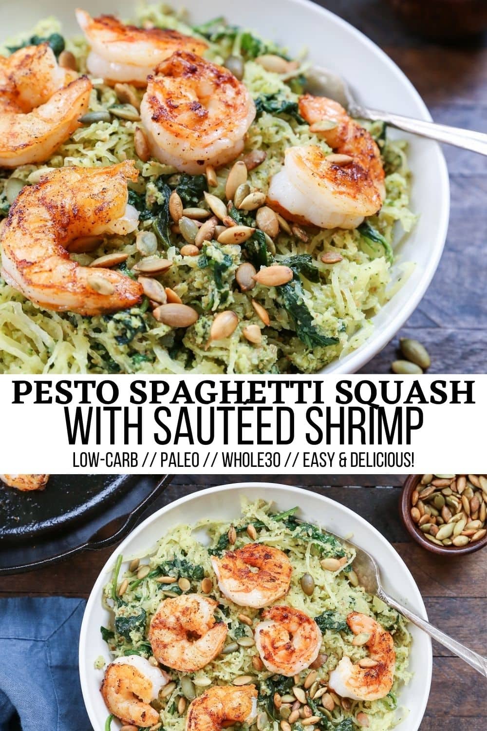 Spaghetti Squash With Pesto And Sautéed Shrimp 0311