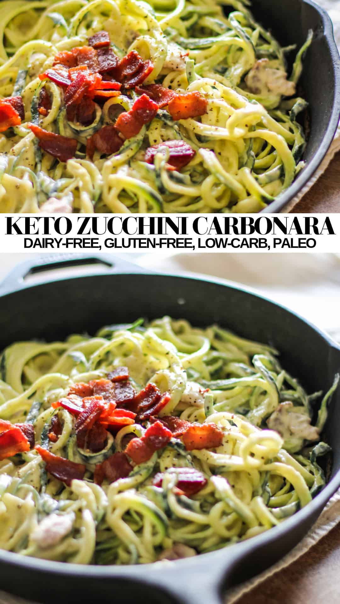 Paleo Zucchini Carbonara (Dairy-Free) - The Roasted Root