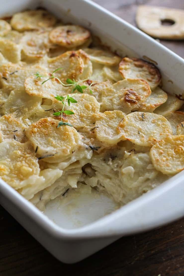 Herbed Coconut Milk Potatoes Au Gratin - The Roasted Root