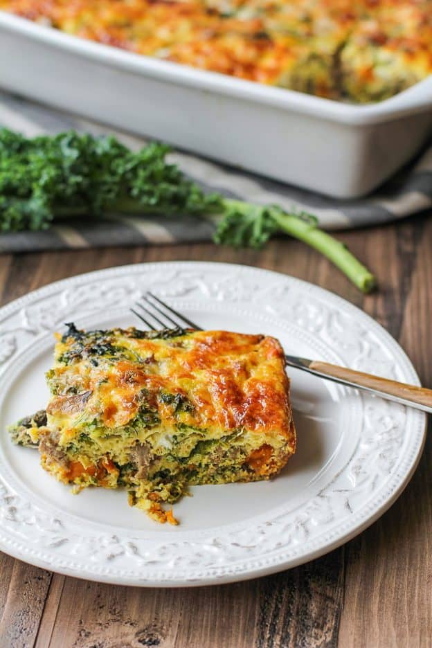 Sweet Potato, Sausage and Kale Breakfast Casserole - The Roasted Root