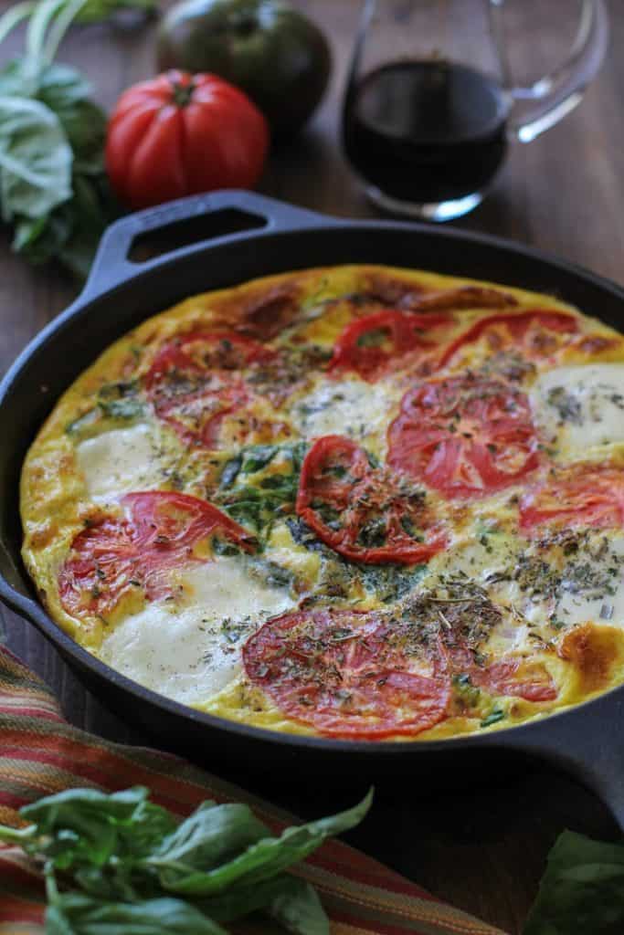 Caprese Frittata with Arugula - The Roasted Root