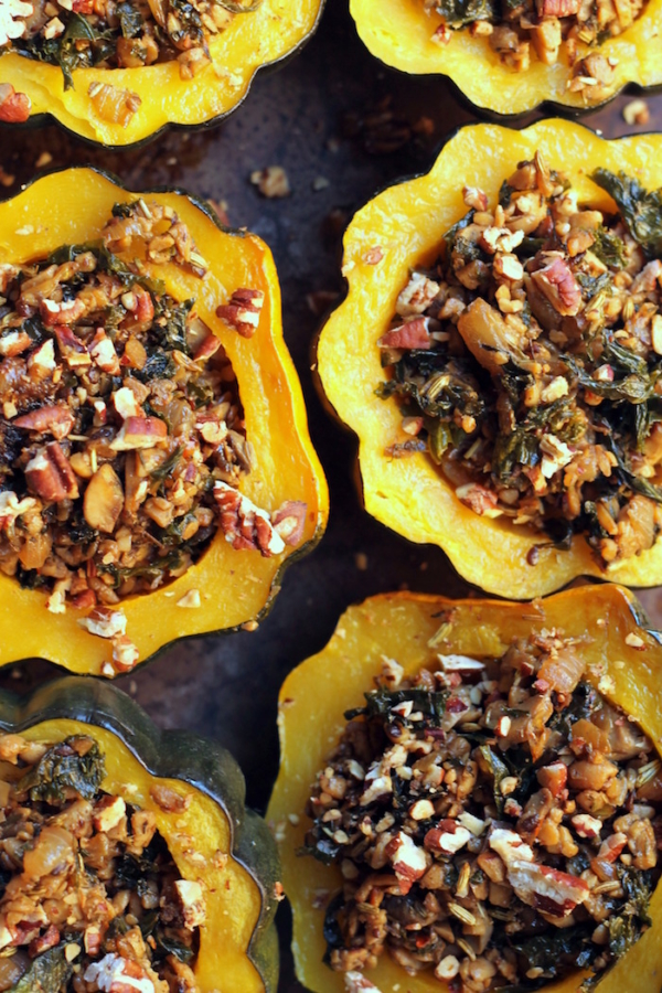 Temeph Sausage Stuffed Acorn Squash