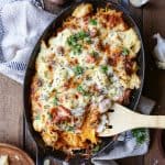 Three Cheese Mushroom Bolognese Spaghetti Squash Casserole - a comforting vegetarian meal | TheRoastedRoot.net #glutenfree #recipe #dinner