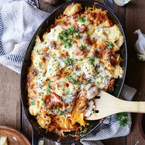 Mushroom Bolognese Spaghetti Squash Casserole - The Roasted Root