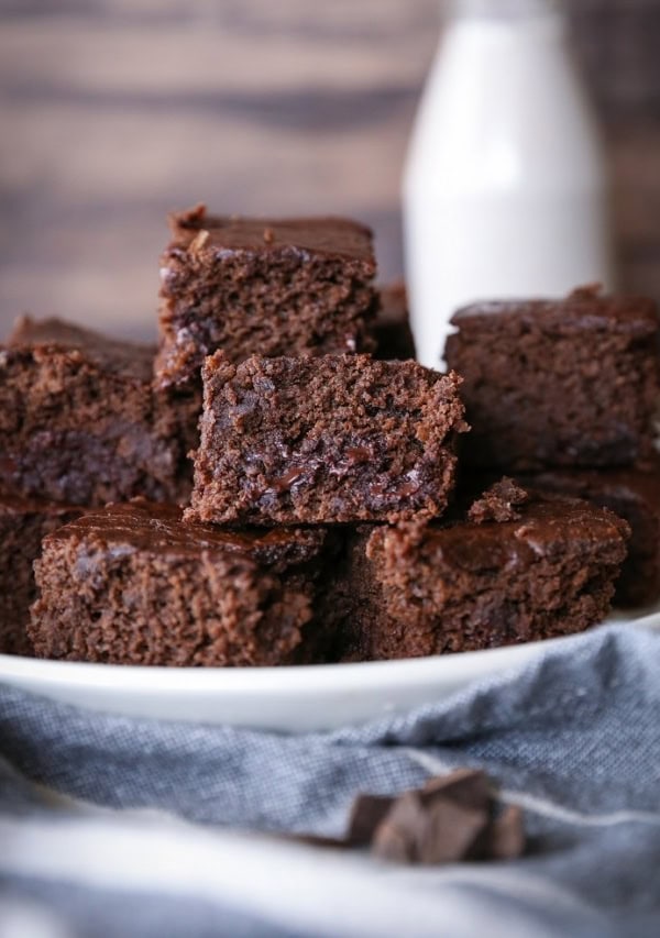 Double Chocolate Chickpea (Or Black Bean) Brownies! - a healthy flourless gluten free dessert | TheRoastedRoot.net#chocolate #recipe