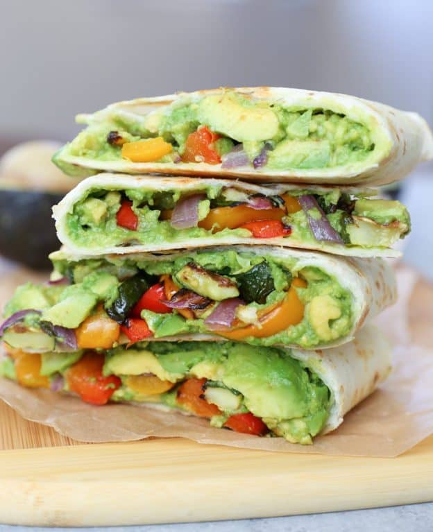 Grilled Vegetable Avocado Quesadillas with Chipotle Cashew Cream (Vegan ...