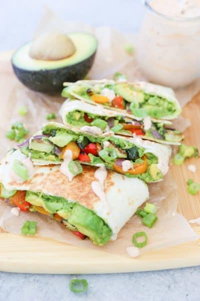 Grilled Vegetable Avocado Quesadillas with Chipotle Cashew Cream (Vegan ...