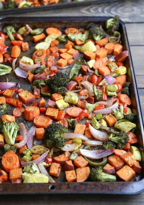 Crowd-Pleasing Roasted Vegetables - a basic recipe with lots of room for adaptations! This vegan and vegetarian side dish is perfect for serving a crowd