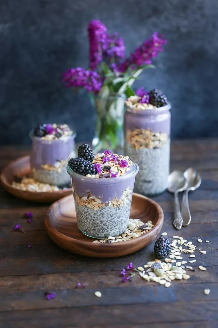 Blackberry Smoothie Chia Seed Pudding Parfaits - The Roasted Root