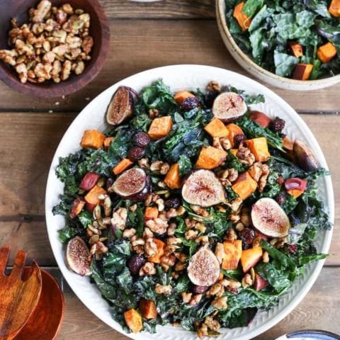 Roasted Sweet Potato and Fig Kale Salad - The Roasted Root