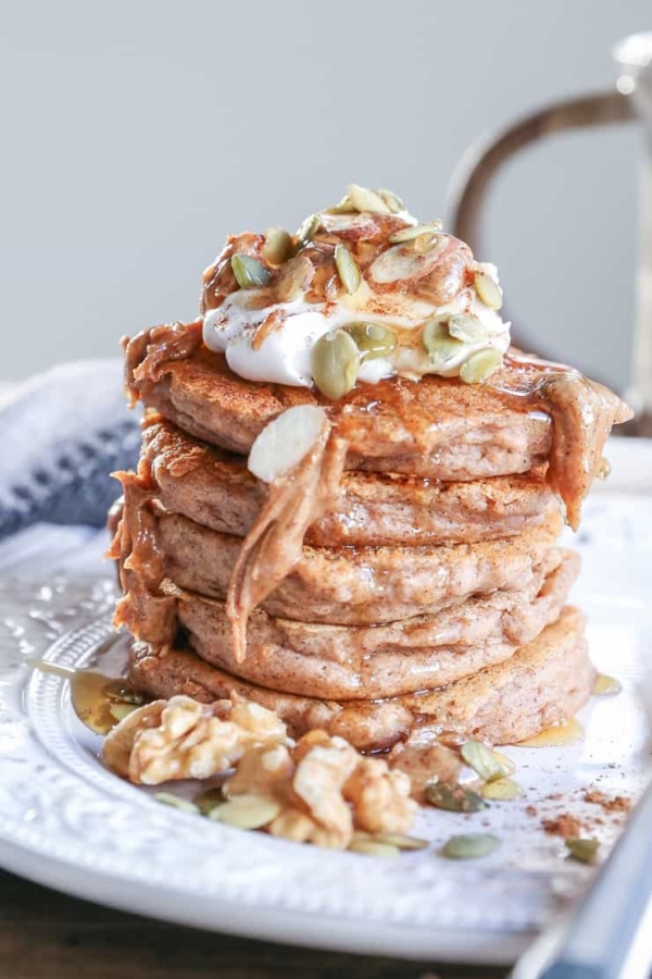 Vegan Sweet Potato Pancakes - gluten-free pancakes made in your blender