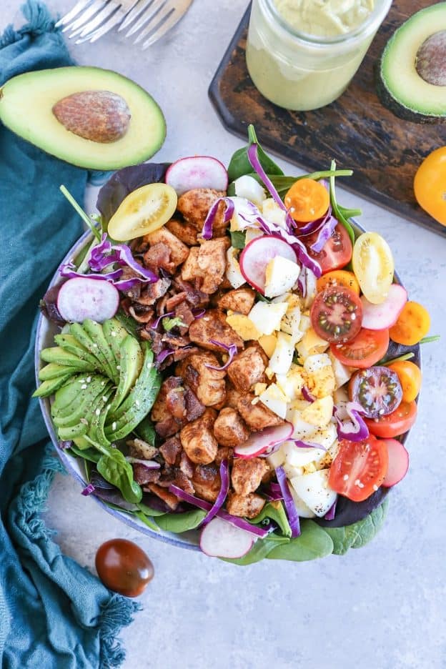 California Cobb Salad With Chipotle Avocado Ranch Dressing The Roasted Root 7219