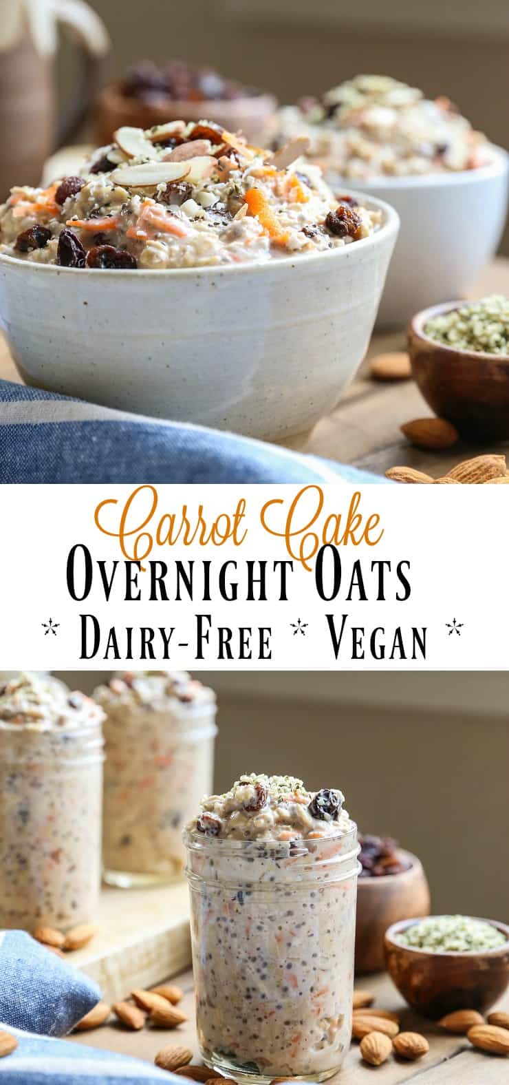 Carrot Cake Overnight Oats - packed with protein, complex carbs, veggies, and prebiotics for a gut-healthy breakfast #vegan #glutenfree #healthy