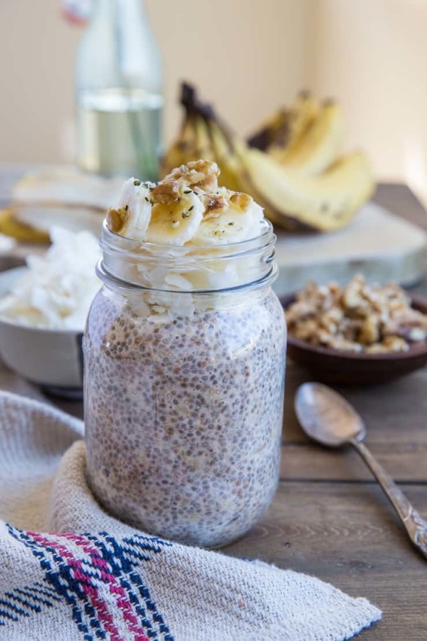 Banana Bread Chia Pudding - a healthy no-cook breakfast recipe that's dairy-free, vegan, paleo, and only requires a few minutes of prep