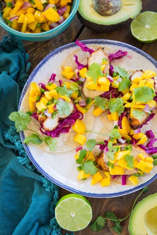 Grilled Chicken Tacos with Mango Salsa and Chipotle Sour Cream - The ...