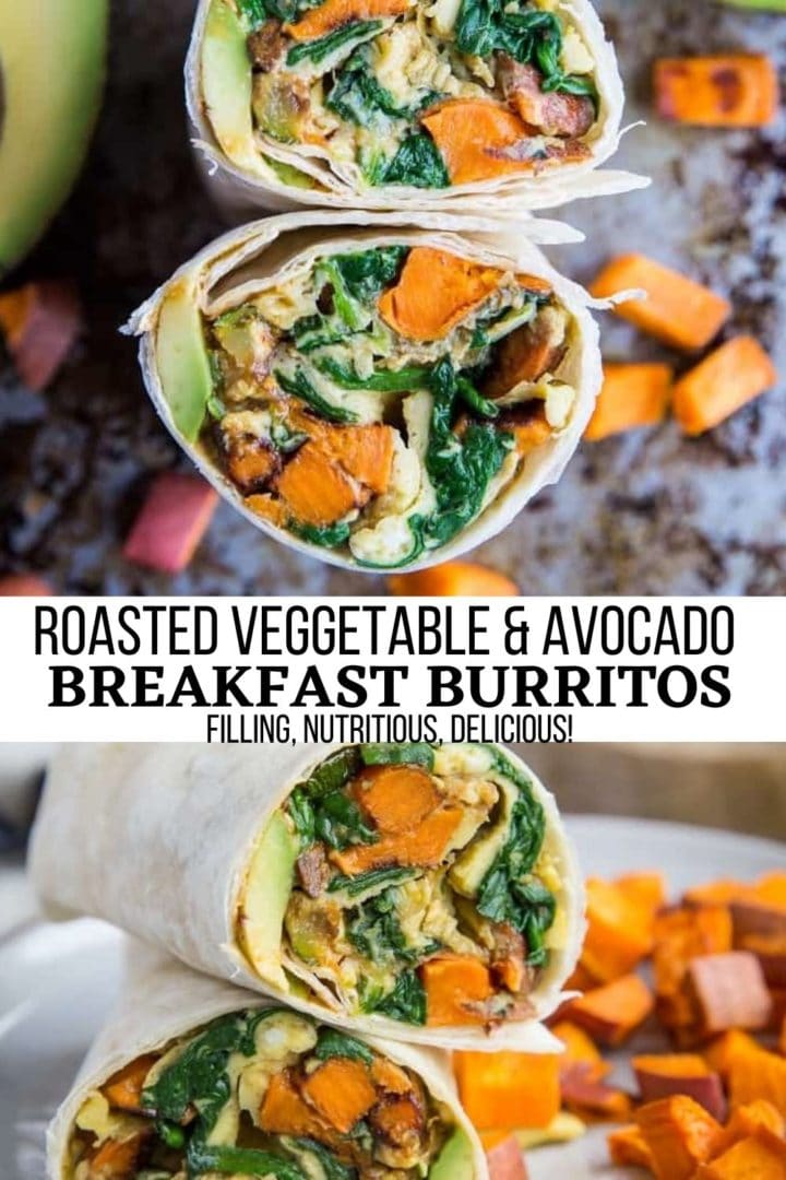 Roasted Veggie and Avocado Breakfast Burritos - The Roasted Root