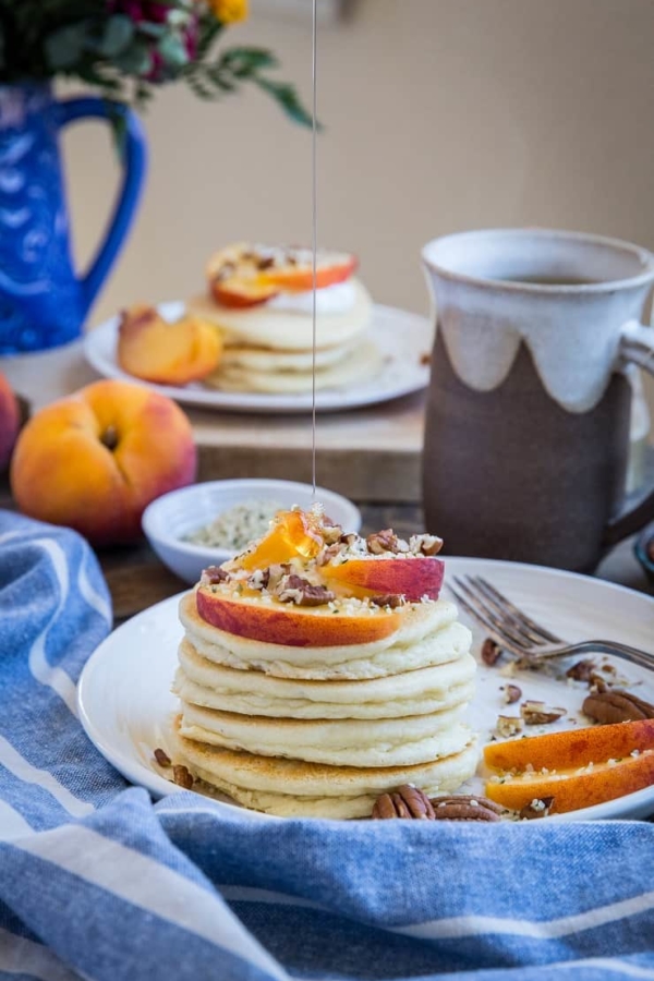 "Buttermilk" Paleo Pancakes - grain-free and dairy-free pancakes made with homemade non-dairy buttermilk. A delicious and comforting healthy breakfast