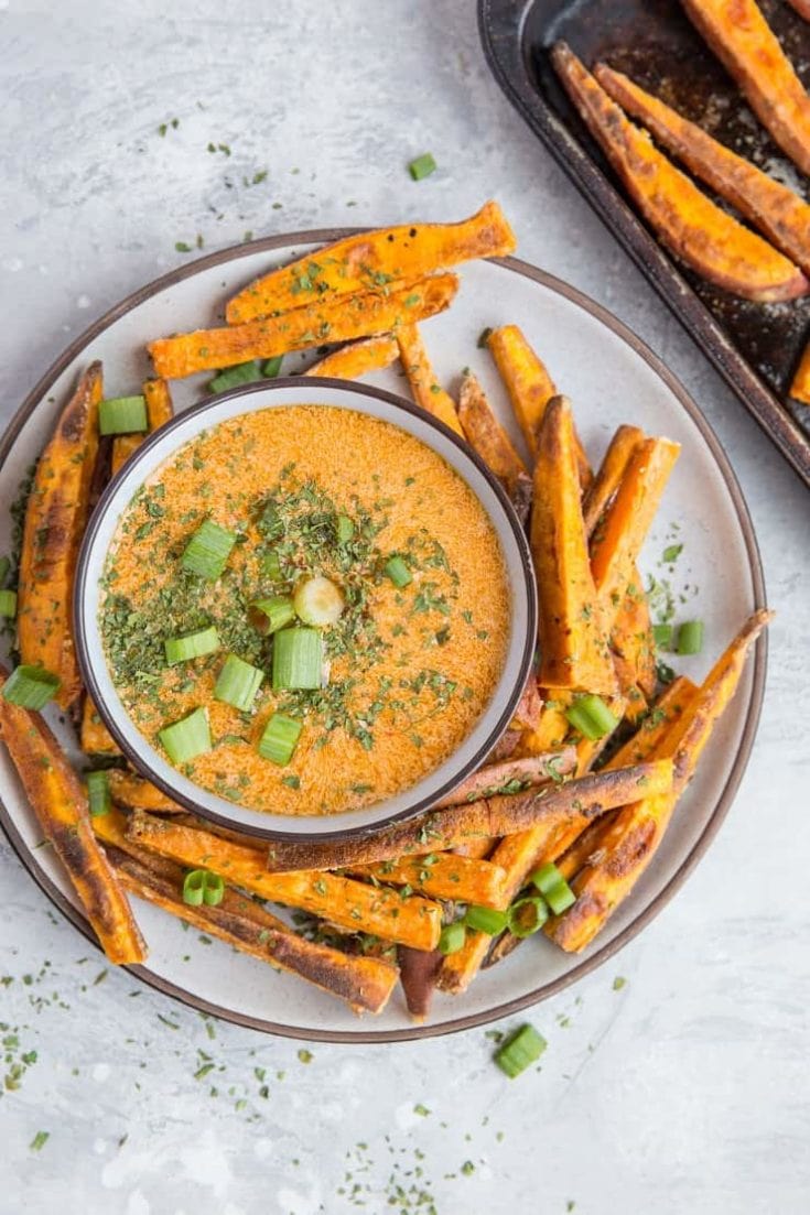 Crispy Baked Sweet Potato Fries With Chipotle Dipping Sauce The Roasted Root