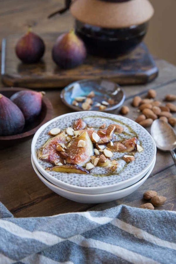 Maple Chia Pudding with Maple-Caramelized Figs - an easy, delicious, healthy vegan dessert recipe that is paleo friendly | TheRoastedRoot.net