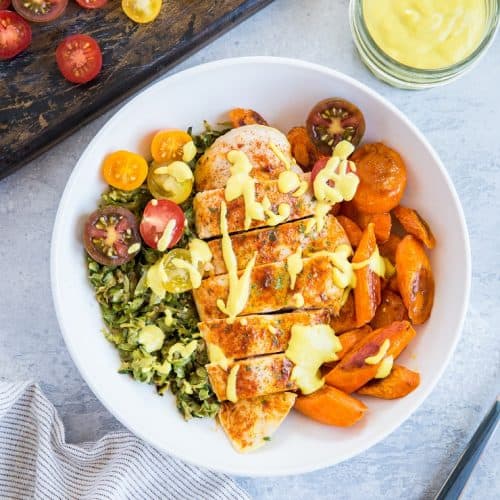 Orange Marinated Chicken Bowls with Zucchini 