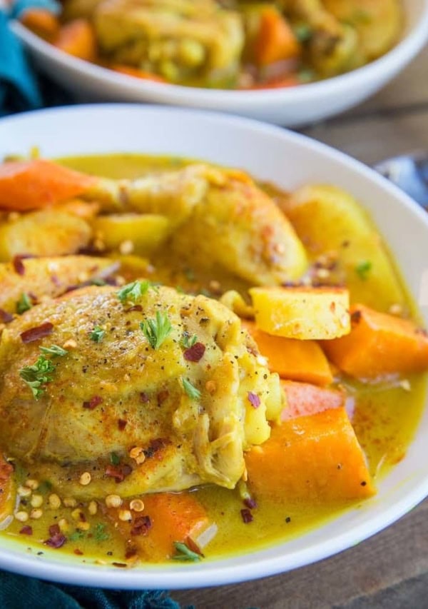 Instant Pot Turmeric Chicken with Carrots, Parsnips, and Sweet Potatoes - a clean and healthy meal perfect for any night of the week