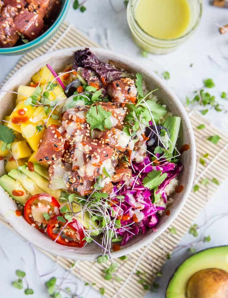 Salmon Poke Bowls with Crab Salad - The Roasted Root