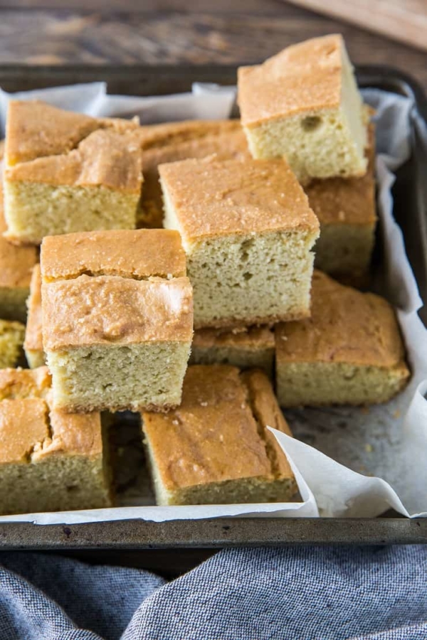 Paleo Cornbread (with a Keto Option) - Fluffy, moist "cornbread" made with almond flour for a low-carb bread option. | TheRoastedRoot.net #glutenfree #keto #grainfree