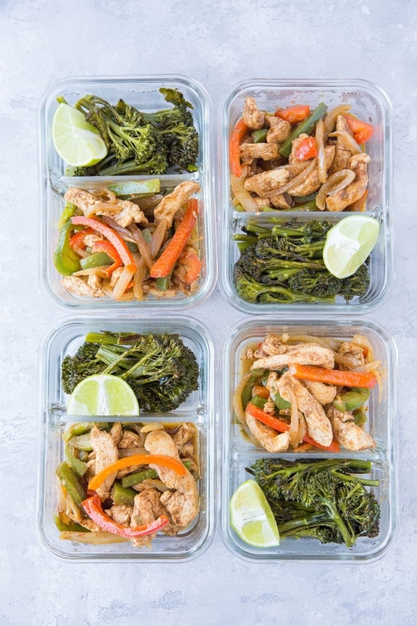 Chicken Fajita Meal Prep Bowls with Roasted Broccolini | keto, low-carb, paleo, gluten-free, and healthy, these bowls are so easy to make. | TheRoastedRoot.net