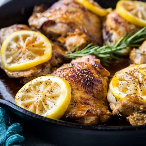 Lemon Rosemary Braised Chicken Thighs - The Roasted Root