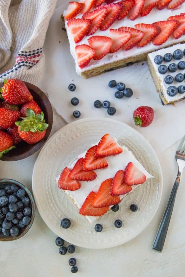 Paleo Red White and Blue Flag Cake - The Roasted Root