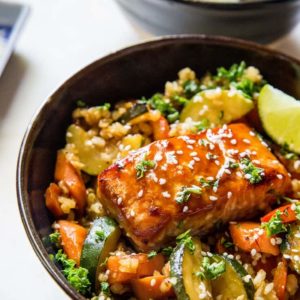 Teriyaki Salmon Bowls - The Roasted Root