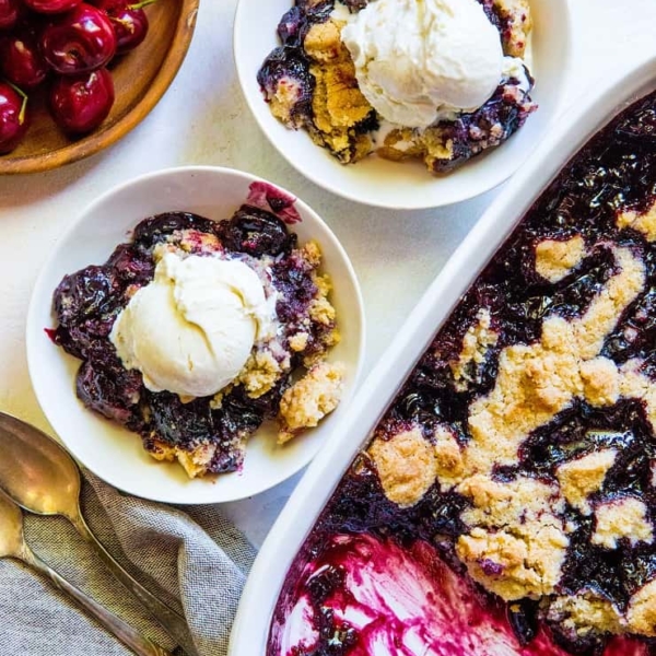 Gluten-Free Cherry Cobbler with a paleo and vegan option