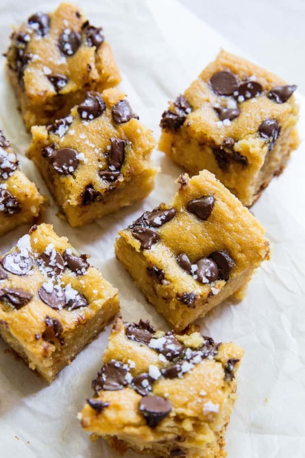 Garbanzo Bean Blondies - a cookie bar made with beans! Grain-free, refined sugar-free, vegan, healthy, and delicious | TheRoastedRoot.net