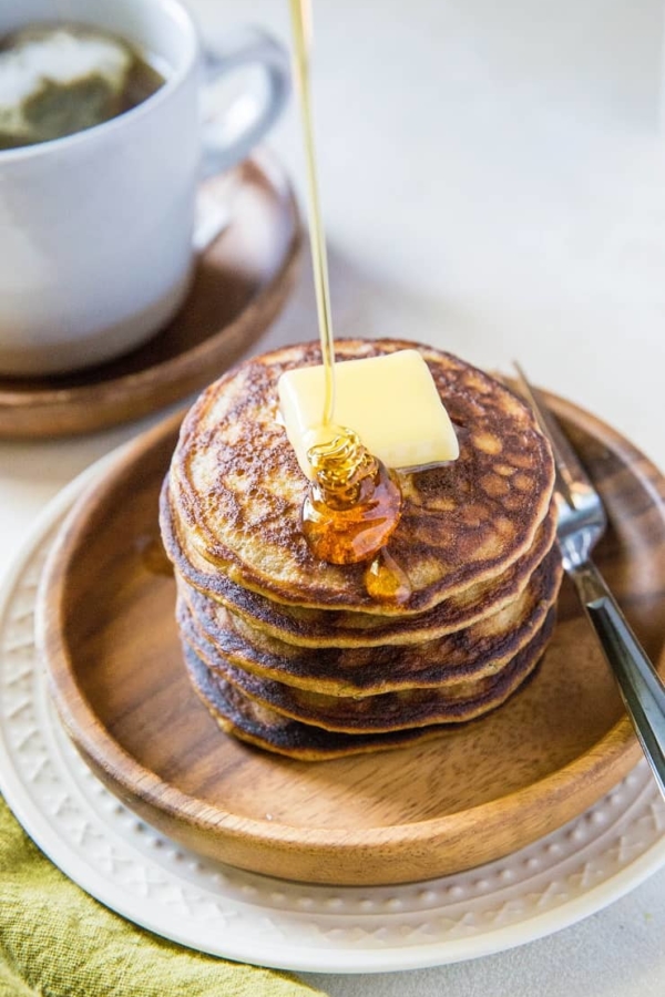 Coconut Flour Zucchini Pancakes made grain-free, refined sugar-free and healthy. An easy paleo pancake recipe made in your blender | TheRoastedRoot.net