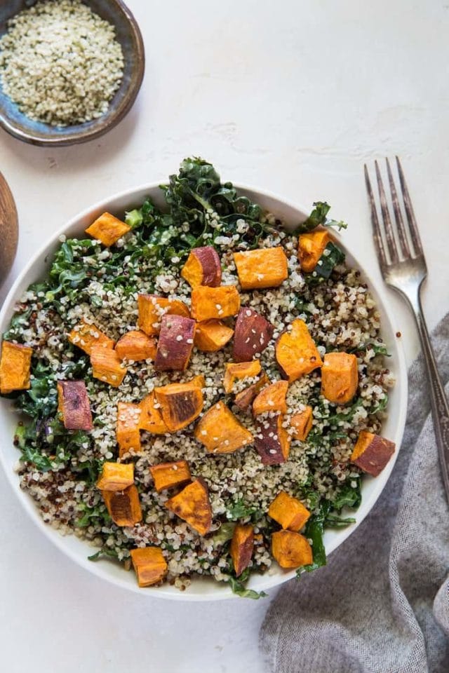 Roasted Sweet Potato Kale Salad with Quinoa - The Roasted Root