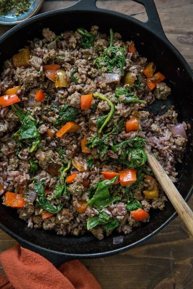 One Skillet Ground Beef and Wild Rice - The Roasted Root