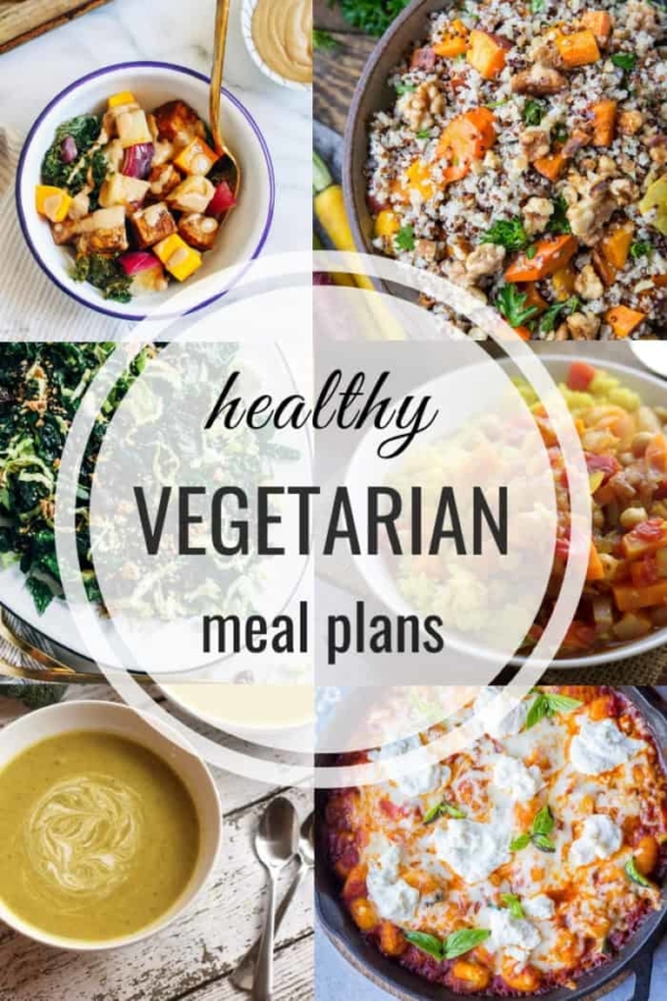 collage of vegetarian meals for a healthy vegetarian meal plan