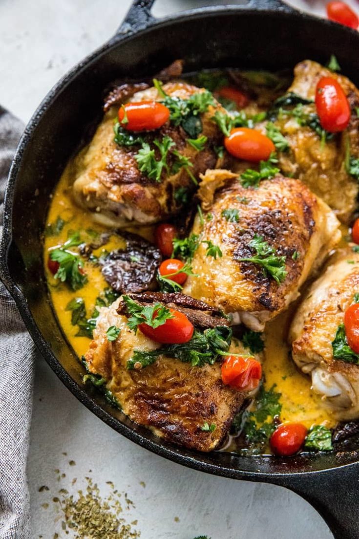 One Pot Creamy Tuscan Chicken Paleo Keto Whole The Roasted Root