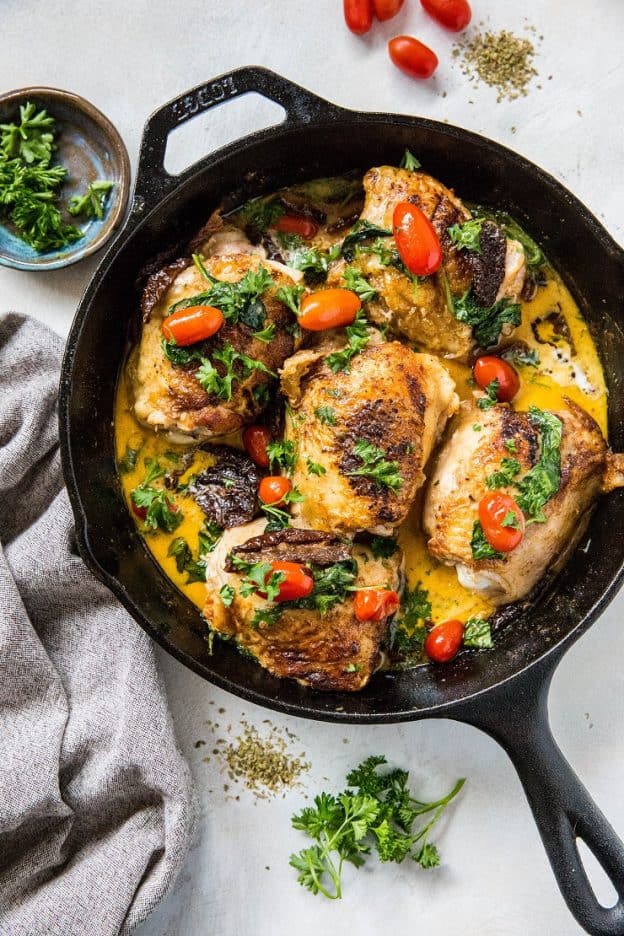 One Pot Creamy Tuscan Chicken (Paleo, Keto, Whole30) - The Roasted Root