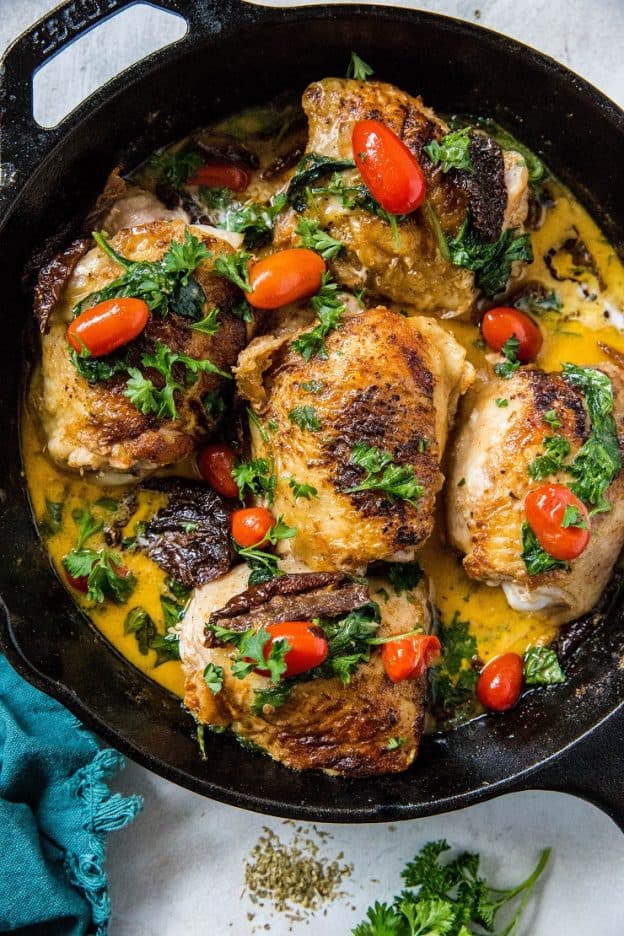 One Pot Creamy Tuscan Chicken (Paleo, Keto, Whole30) - The Roasted Root