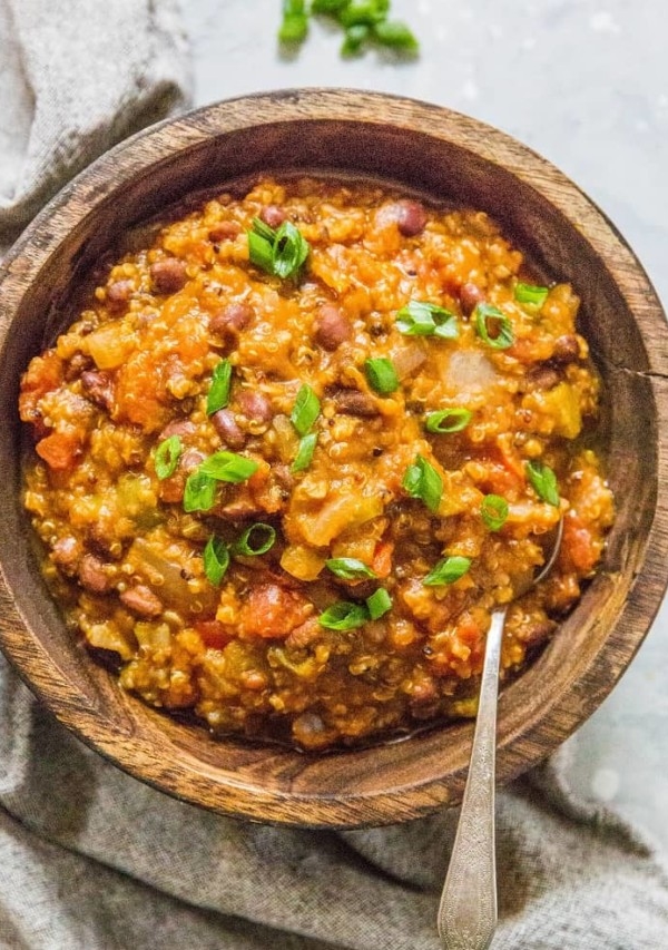 Crock Pot Vegan Pumpkin Chili - a nutritious vegetarian chili recipe made in the slow cooker | TheRoastedRoot.net