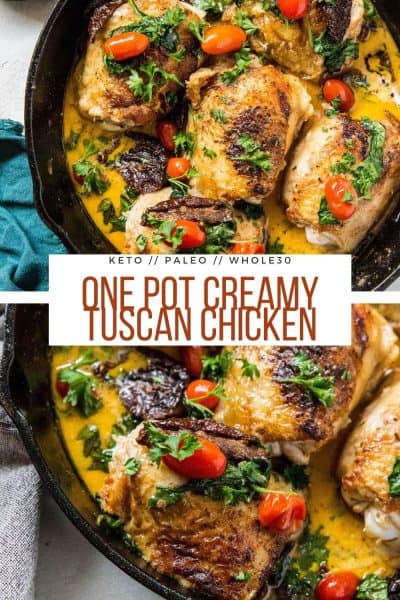 One Pot Creamy Tuscan Chicken (Paleo, Keto, Whole30) - The Roasted Root